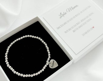 Geschenk Brautmutter, Perlen Armband Herz Edelstahl, Mutter der Braut Armband, Geschenk Brautmama