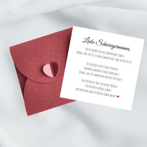 Schwiegermama Karte, Braut Mutter Karte, Geschenk Schwiegermutter Hochzeit, mit Perlmutt Umschlag