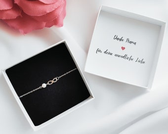 Geburtstagsgeschenk Mutter, Mama Geschenk personalisiert, Unendlichkeit Armband Süßwasser-Perle, unendlichkeitssymbol, Muttertagsgeschenk