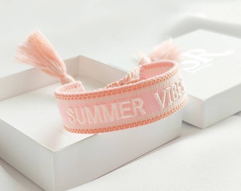 Besticktes Armband, Summer Vibes, Sommer Armband, Freundschaftsarmband, Baumwollarmband, Urlaubsarmband