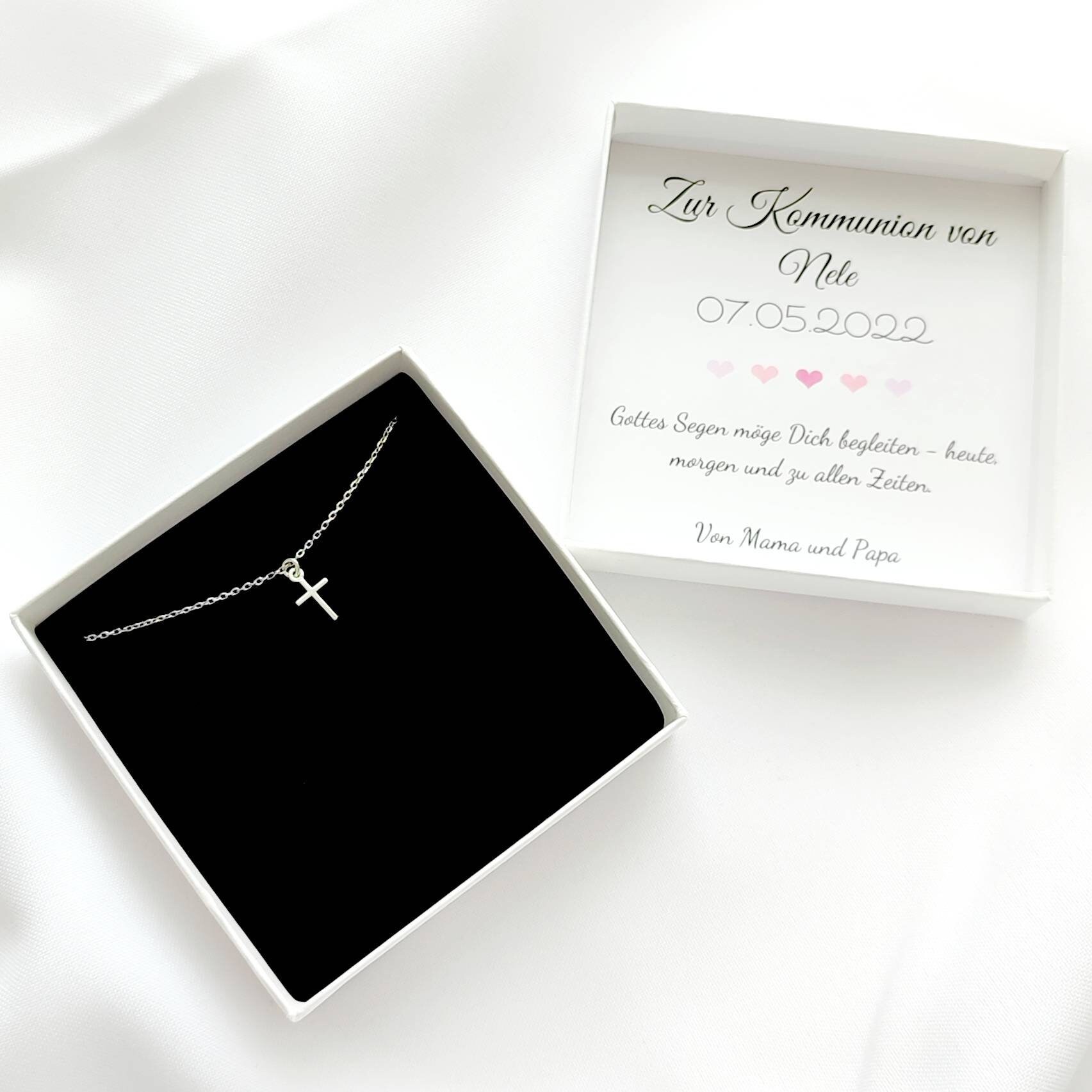 Geschenk Konfirmation Mädchen, Konfirmationsgeschenk personalisiert, Kreuz Kette Silber 925