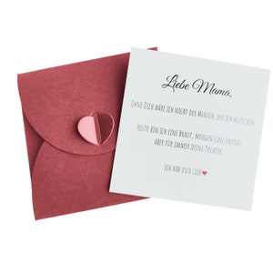 Brautmutter Karte, Mutter der Braut, Heute Braut morgen Ehefrau, Geschenk Brautmama