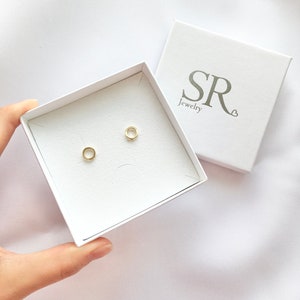 Kreis Ohrringe Gold 18K Edelstahl, minimalistische Ohrstecker mit Geschenkbox image 9