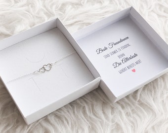 Herz Armband, Freundschaftsarmband Silber, Personalisiertes Geschenk, Geschenkbox Freundin, Geschenke für Frauen