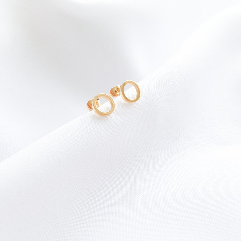 Kreis Ohrringe Gold 18K Edelstahl, minimalistische Ohrstecker mit Geschenkbox image 1