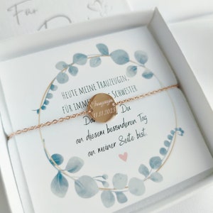 Trauzeugin Geschenk, Trauzeugin Armband Gravur, Heute meine Trauzeugin