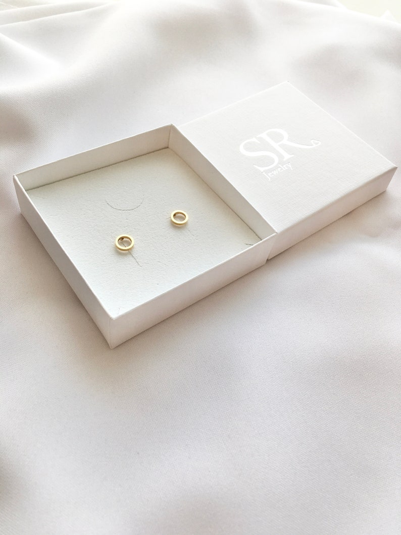 Kreis Ohrringe Gold 18K Edelstahl, minimalistische Ohrstecker mit Geschenkbox image 8