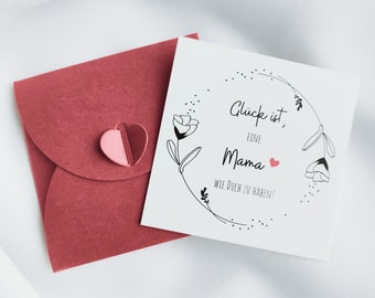 Mama Karte | Muttertag Karte | Glück ist eine Mama wie dich zu haben | Mutter Karte | mit Perlmutt Umschlag