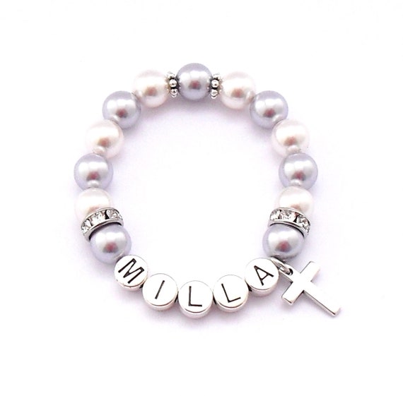 Bracelet /à breloques plaqu/é argent carte cadeau et bo/îte cadeau souvenir de bapt/ême de b/éb/é fille avec po/ème