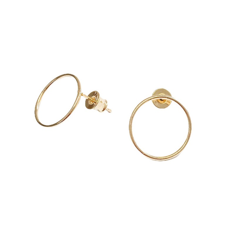 Kreis Ohrringe Gold 18K 925 Sterling Silber, minimalistische Ohrstecker mit Geschenkbox image 5