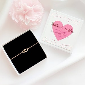 Mama Schmuck, Armband Mutter, Armband verbundene Herzen mit Geschenkbox und Geschenkkarte