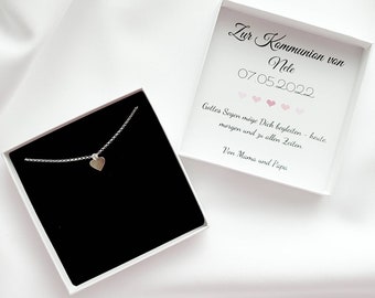 Konfirmationsgeschenk Mädchen, Geschenk Konfirmation personalisiert, Halskette Herz 925 Silber