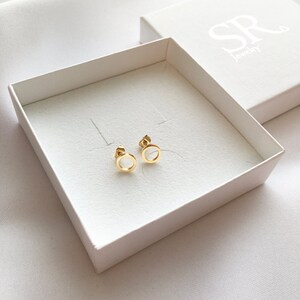 Kreis Ohrringe Gold 18K Edelstahl, minimalistische Ohrstecker mit Geschenkbox image 6