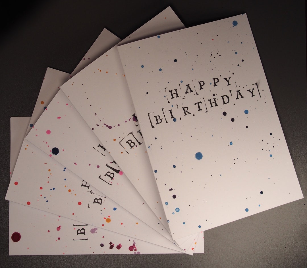 Happy Birthday Card Pack of 5 // Happy Birthday Card Set // 5 X Happy ...