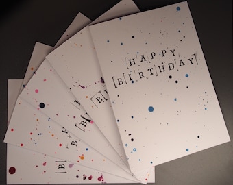 Happy Birthday card pack of 5 // Happy Birthday card set // 5 x Happy Birthday cards //