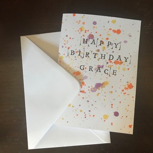Carte personnalisée happy birthday - conception d’éclaboussures de peinture