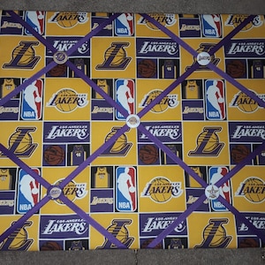 Los Angeles Lakers Themed Memory Board with Matching LA Lakers Accent Buttons!