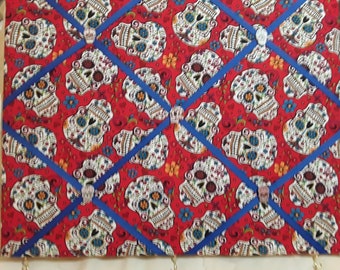 Cute Day of the Dead Sugar Skulls Memory Board with Matching Skull Buttons!