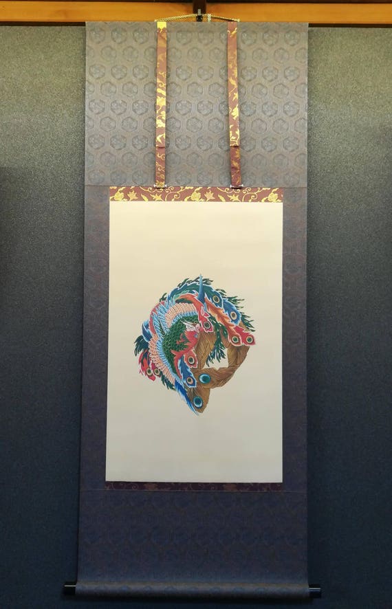 Phoenix of Hokusai Traditional Japanese Images Hanging Scroll Etsy