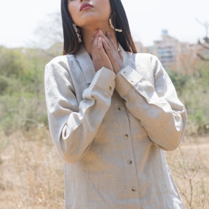 Pure Linen Shirt, Women's Formal Shirt, Office Wear, Full Sleeve Shirt, Collared, Front Button, Natural Linen Shirt, Classy Shirt image 2