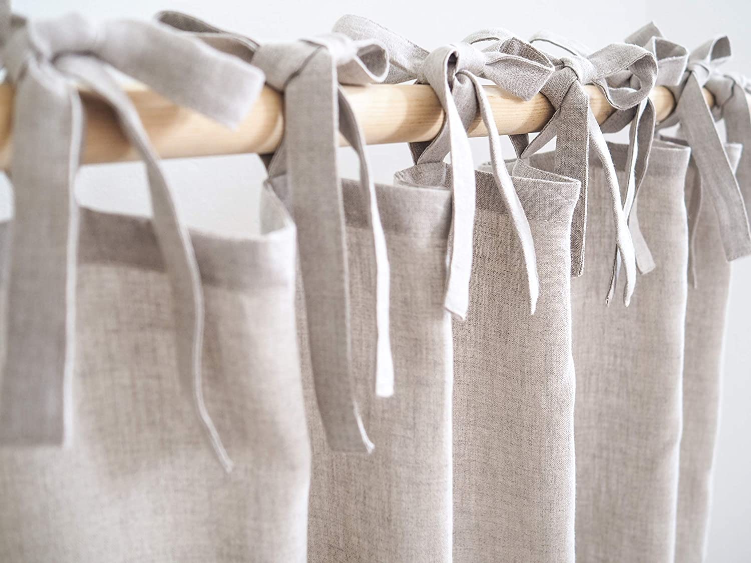100% Pure Linen Curtain, Natural tie top linen curtain panel, Custom length Blinds, home textile, living room curtain