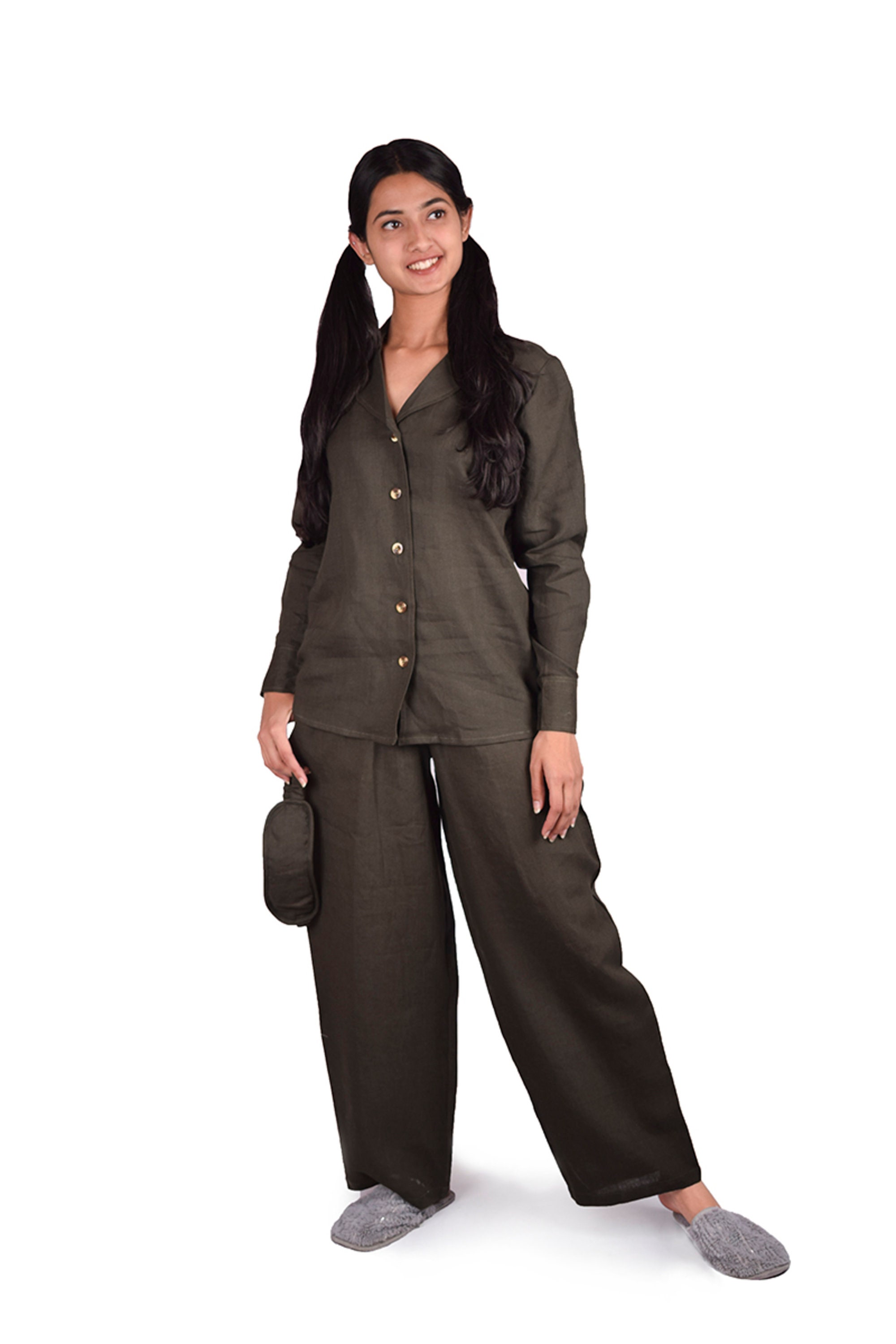 Pure linen night suitlinen dress night suit for womens | Etsy