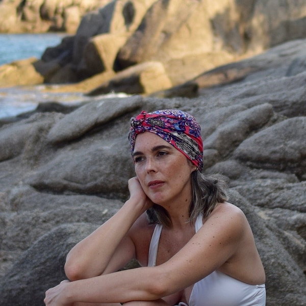 Pinker Paisley Turban Schal für Frauen, Kopftuch, Hippie Kopftuch, Chemo Kopfbedeckung