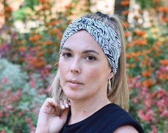 Zebra headbands for women, womens head bands, yoga headband, jersey cotton headband, wide hair band, hair accessories