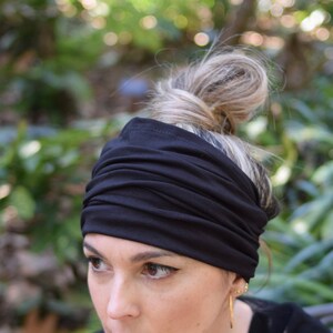 Womens headband, black wide headbands for women, yoga headband, hair scarf, tube scarf bandana