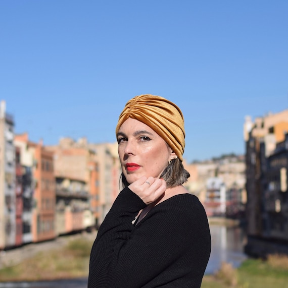 Vintage Turban Hat for Women Golden 