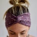 Crescent moon turban headband for women, wide purple yoga hairband boho bandana twist headband 