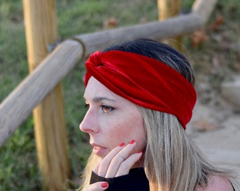 Red velvet turban headbands for women, head wrap perfect for Valentines day