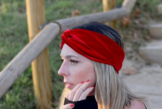 Diademas turbante rojo para mujer envoltura la - Etsy España