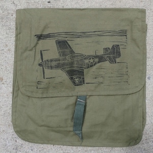 Block Printed Aircraft Shoulder Bag