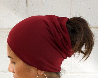 Red Wine Lycra Headband – Double Wide, No Headache, Face Mask