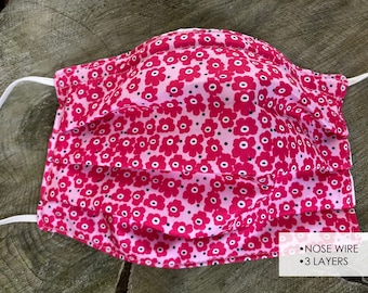 Masque facial en fil de fer - Masque facial 3 couches - Masque facial en coton - Masque facial floral - Masque facial - Masque facial floral - Masque facial heureux