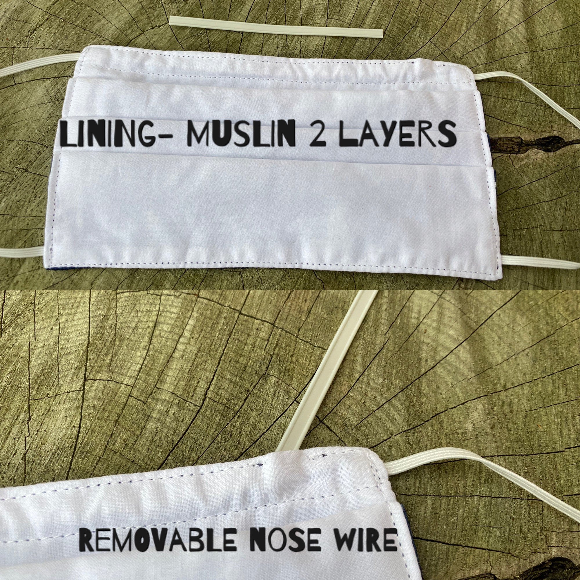 Nose Wire Face Mask 3 Layer Face Mask Cotton Polyester Etsy