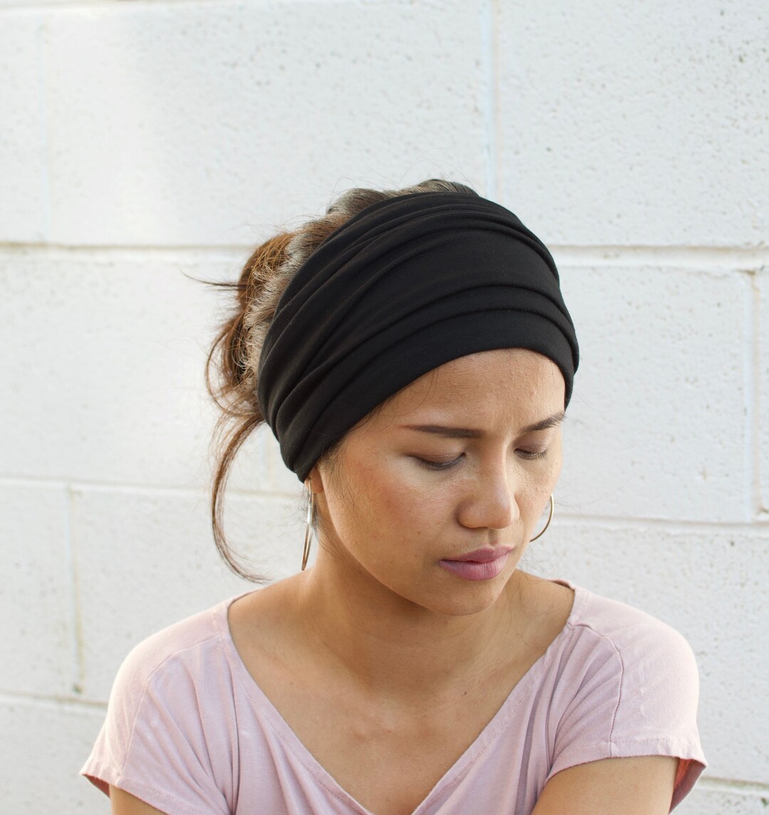 A5 Black Headband Double Wide / Double Thick 100 Lycra No Headache