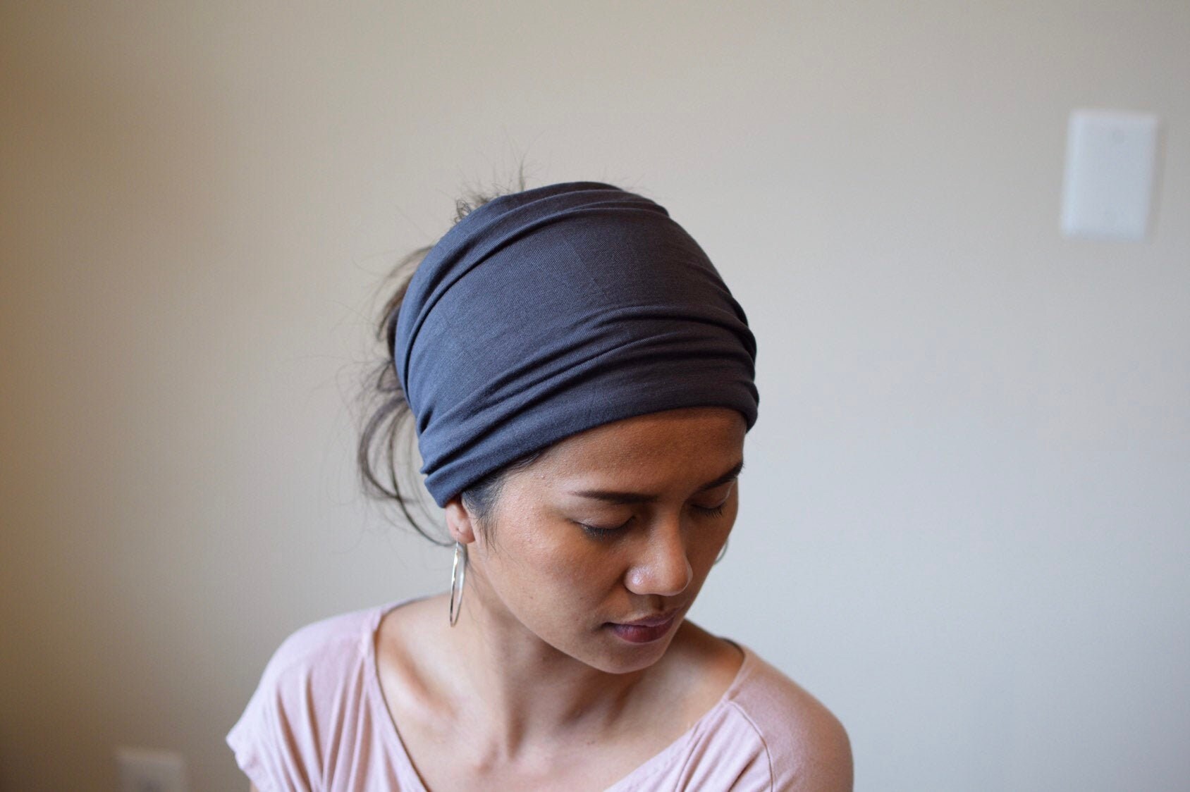 A-4 Dark Gray Headband Double wide / Double Thick 100% Lycra - no hea…
