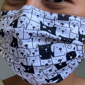 Nose wire adjust 3 layer Face mask - Polyester mask fabric - Unique face mask - washable - dog face mask - doggy face mask - puppy face mask