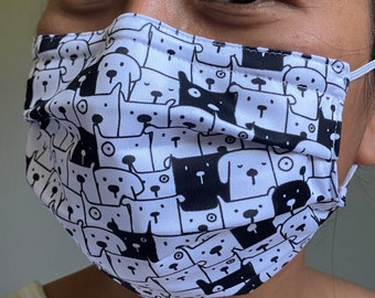 Nose wire adjust 3 layer Face mask - Polyester mask fabric - Unique face mask - washable - dog face mask - doggy face mask - puppy face mask