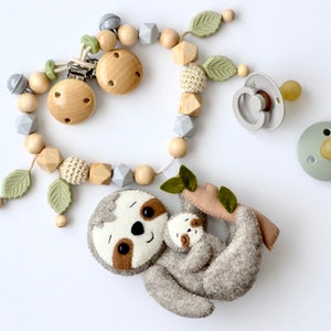 Stroller chain &quot;Sloth&quot;, Stroller chain from 100% wool felt