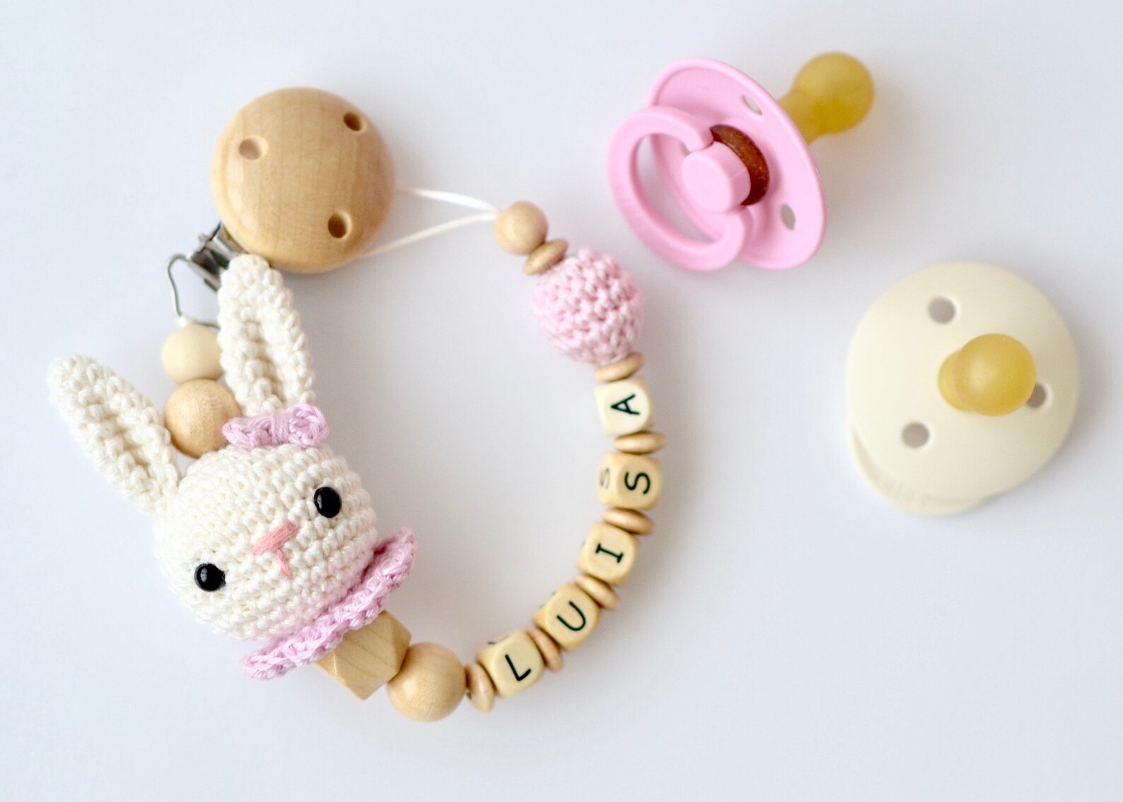 Personalised Crochet Bunny Pacifier Clip dummy holder Etsy