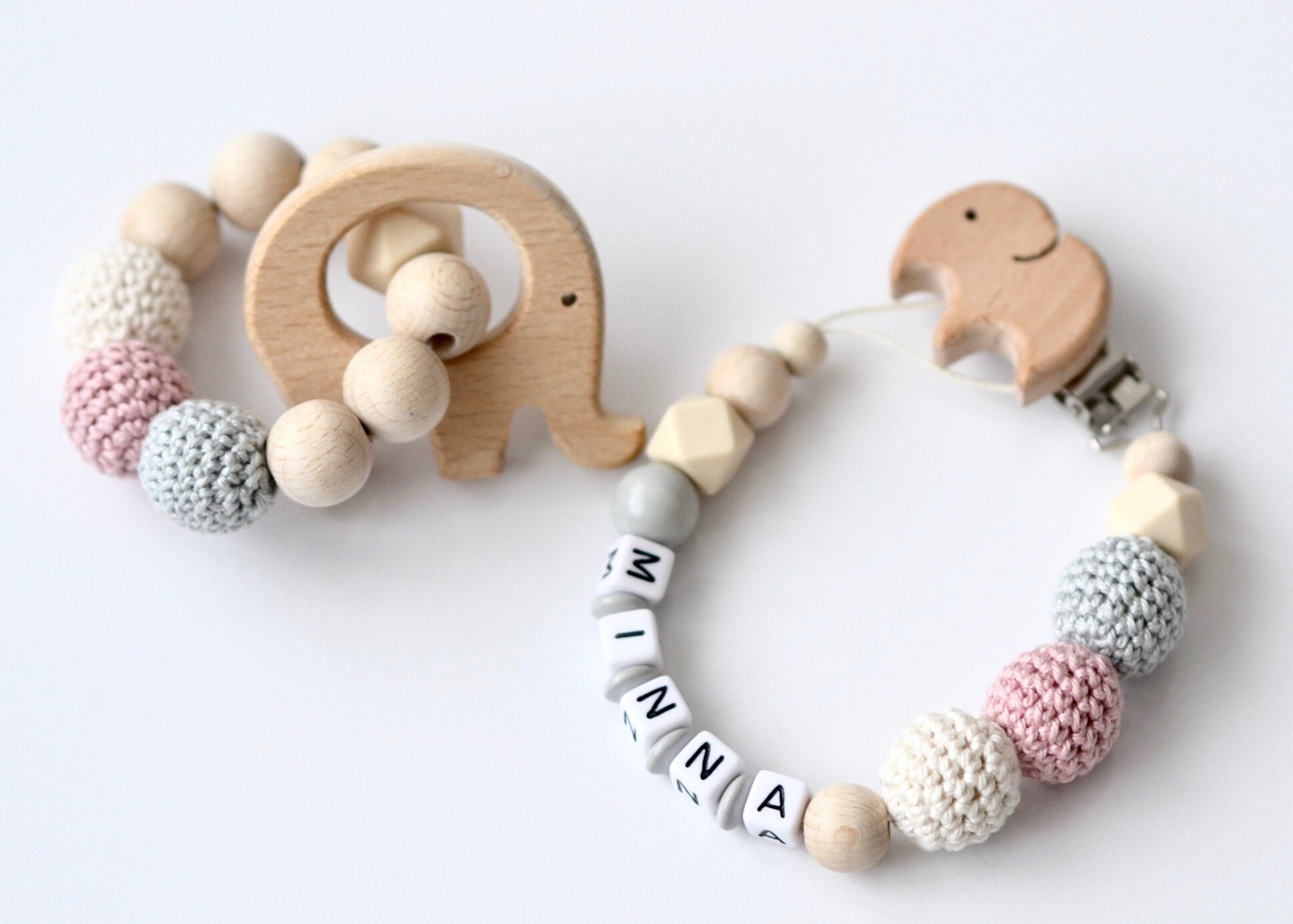 Set Pacifier Holder Ring Teething ring Etsy
