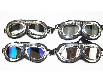 Galat/ée Occhiali Moto Ski Goggles Biker Motocross Harley Chopper Sportivi Protezione Sole UV Vento Protect Steampunk Vintage Aviator Pilot Casco colore