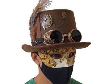 Unique Cosplay Hat! Fine Steampunk Luminary Contraption Derby Hat Quality Vintage Wool Felt Derby Upcycled Into A Stunning Steampunk Hat