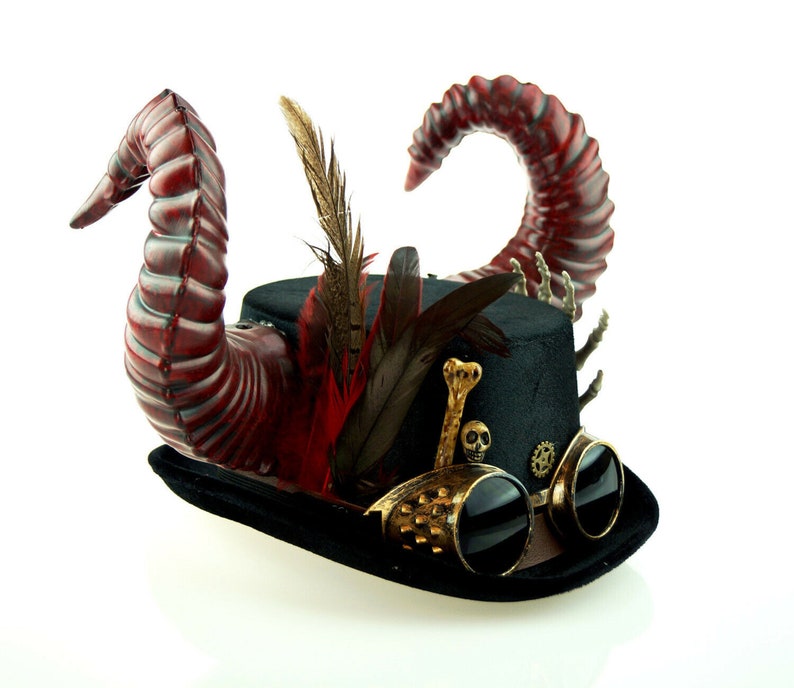 Horned Voodoo Steampunk Devil Top Hat Halloween Steampunk Etsy