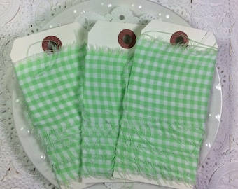 Hand torn fabric trim green prints