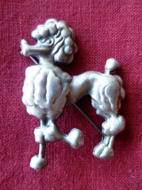 Vintage Poodle Dog Brooch Pin Mid-Century 1950's S