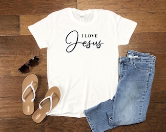 I Love Jesus T-Shirt Church Jesus Church Christianity Believer Tee Shirt